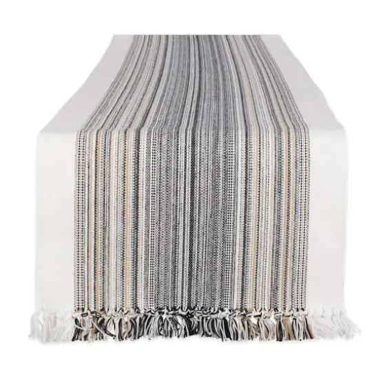DII&reg; 72" Black Striped Fringed Table Runner {1}