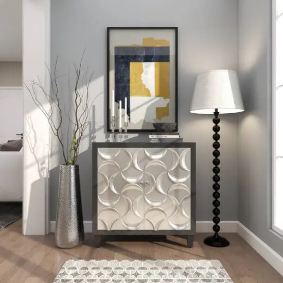 25" Silver Aluminum Tall Hammered Vase {13}