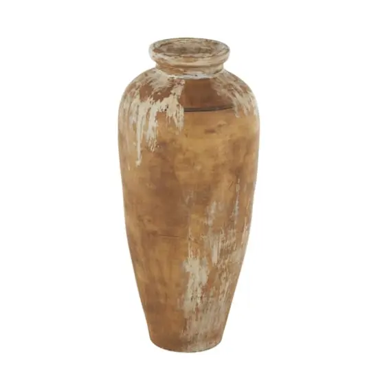 Brown Ceramic Antique Style Distressed Patina Vase {3}