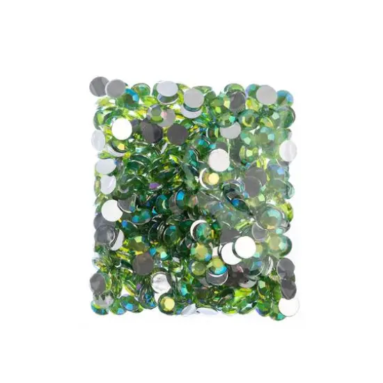 John Bead Acrylic Round Flat Back Rhinestones, 10mm Peridot AB {4}