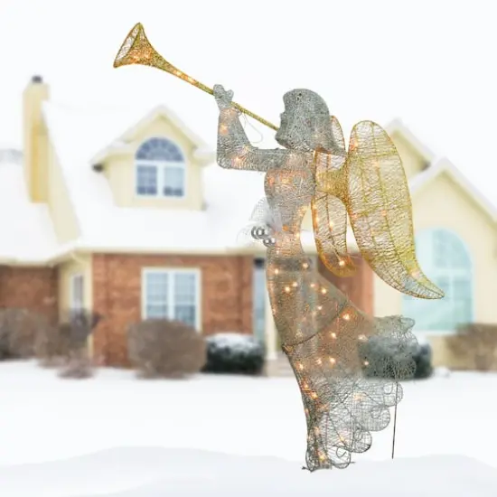 48" Crystal Angel Decoration, Clear Mini LED Lights {3}