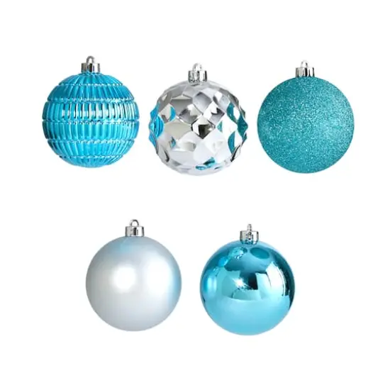 40ct. 3" Blue & Silver Shatterproof Ball Ornaments {4}