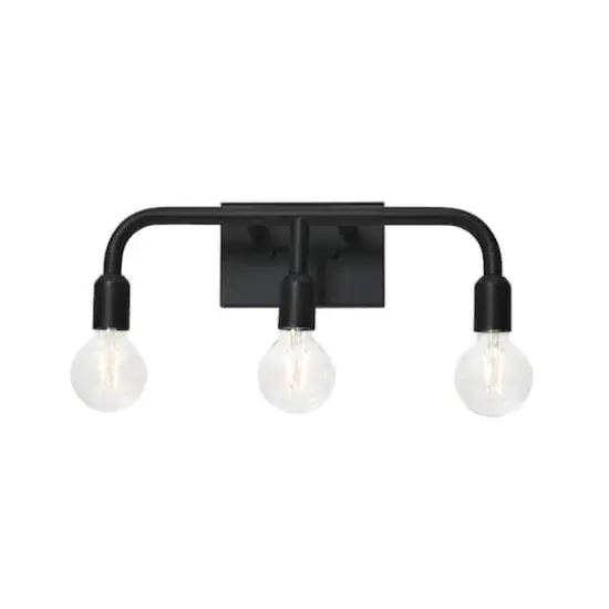 Hello Honey&reg; Robert Stevenson Lighting Benson Exposed Bulb Metal 3-Light Vanity Matte Black {3}