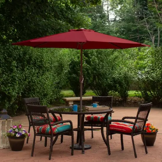 7.5ft. Outdoor Patio Market Umbrella with Hand Crank Burgundy {3}