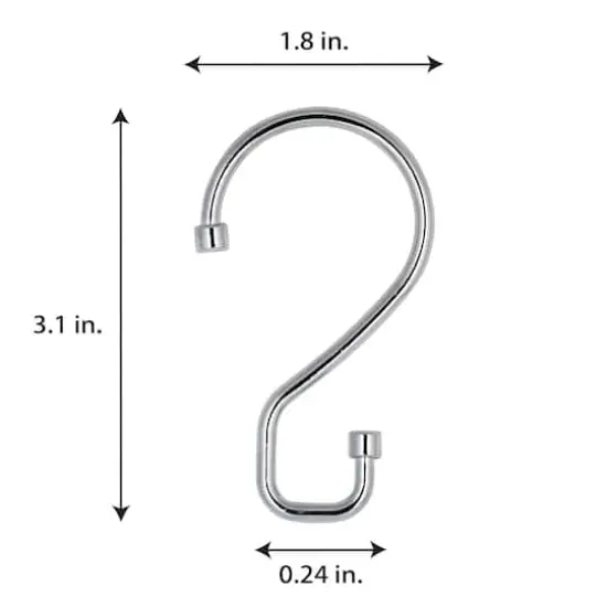 Bath Bliss Chrome 12 Piece S-Hook Shower Curtain Rings {6}