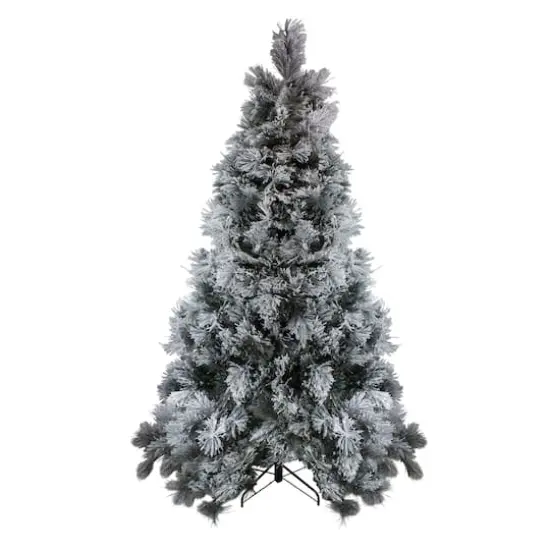 7.5ft. Unlit Flocked Black Spruce Artificial Christmas Tree {1}