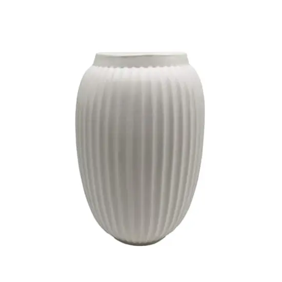 9" White Geometric Fluted Ceramic Vase by Ashland&reg; {1}