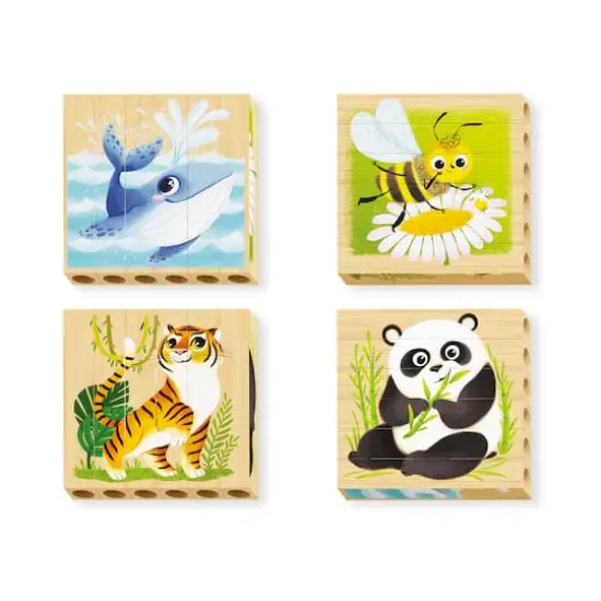 Quercetti&reg; Endangered Animals Mix-N-Match Wood Puzzle {3}