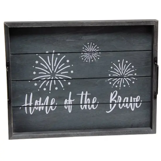 Elegant Designs&trade; 15.5" Home of the Brave Serving Tray with Handles {1}