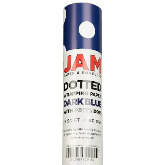 JAM Paper Polka Dot Gift Wrap Navy Blue and White {5}