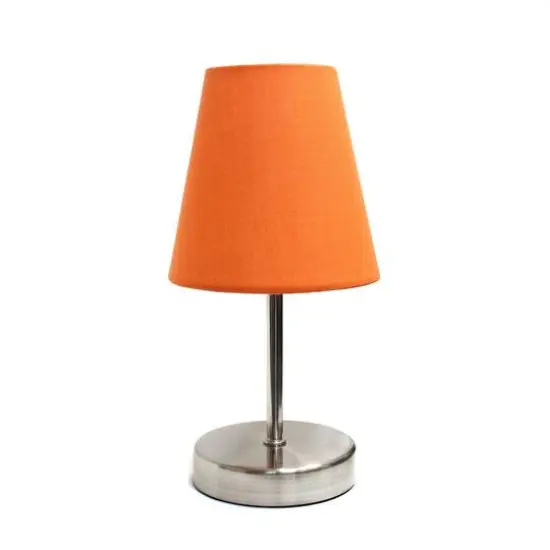 Creekwood Home Nauru 10.5" Sand Nickel Petite Metal Stick Table Lamp Orange {1}