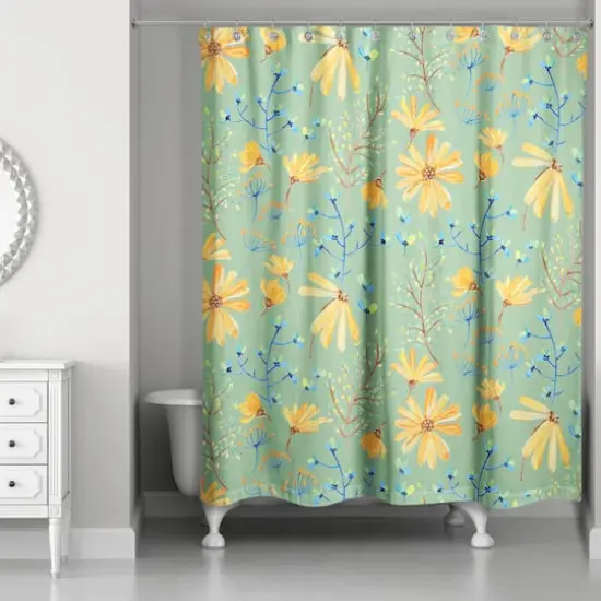 Spring Florals Shower Curtain Green {3}