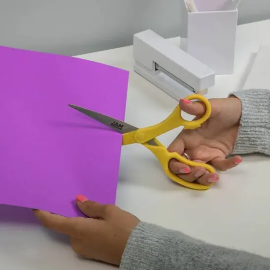 JAM Paper 8" Ergonomic Multi-Purpose Precision Scissors Yellow {5}