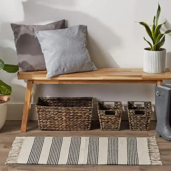 DII&reg; Black Ticking Stripe Hand-Loomed Rug, 2ft. x 3ft. {4}