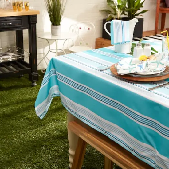 DII&reg; Beach House Stripe Print Outdoor Tablecloth 60x84" {8}