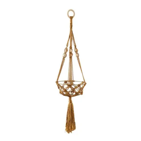 29" Brown Fabric Handmade Hanging Macrame Wall Planter {6}