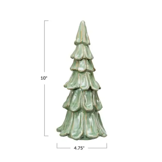 Hello Honey&reg; 10" Green Handmade Stoneware Tree D&eacute;cor with Reactive Glaze {5}