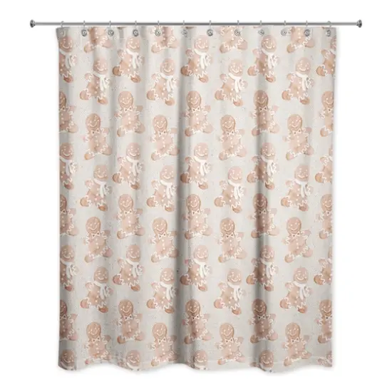 Gingerbread Man Pattern 71" x 74" Shower Curtain {1}