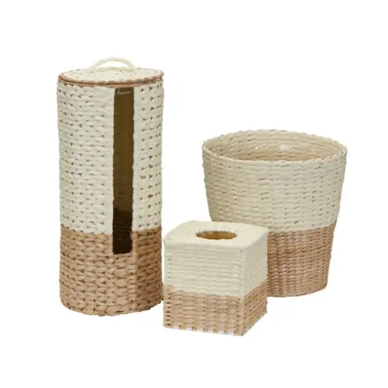 Household Essentials Wicker Bathroom Accessories Set White {1}