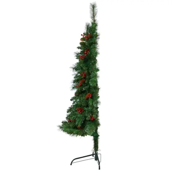 5ft. Pre-Lit Flat Back Montreal Mountain Pine Artificial Christmas Tree, White LED Lights {5}