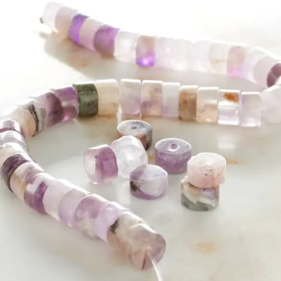 Pink Heishi Amethyst Round Beads by Bead Landing&trade;, 6mm {3}