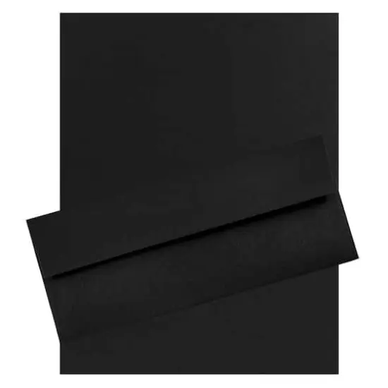 JAM Paper 8" x 11.5" Letter Paper & Envelopes #10 Business Stationery Set, 50ct. Black Linen {1}