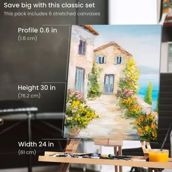 Arteza&reg; 24" x 30" White Stretched Canvases, 6ct. {6}