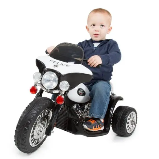 Toy Time Ride-On 3 Wheel Police Motorcycle Black/White {4}