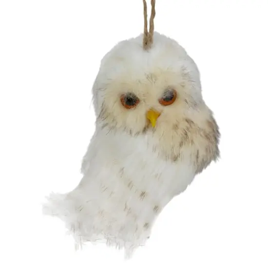White and Brown Faux Fur Owl Ornament {6}
