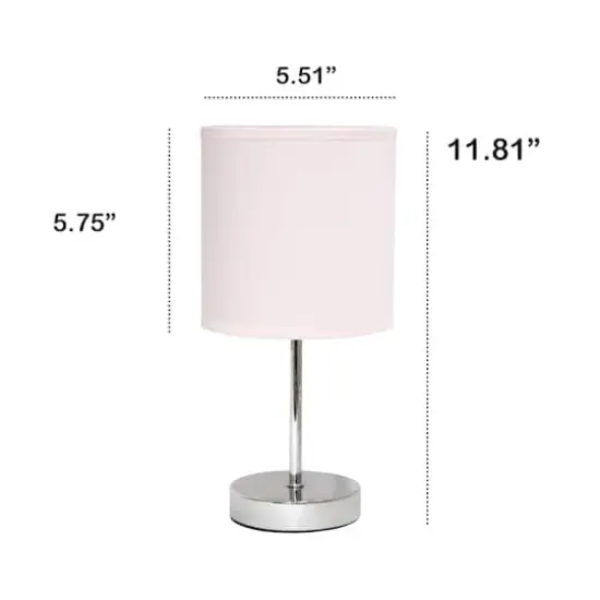 Creekwood Home Nauru 12" Brushed Nickel Petite Metal Stick Table Lamp Blush Pink {4}