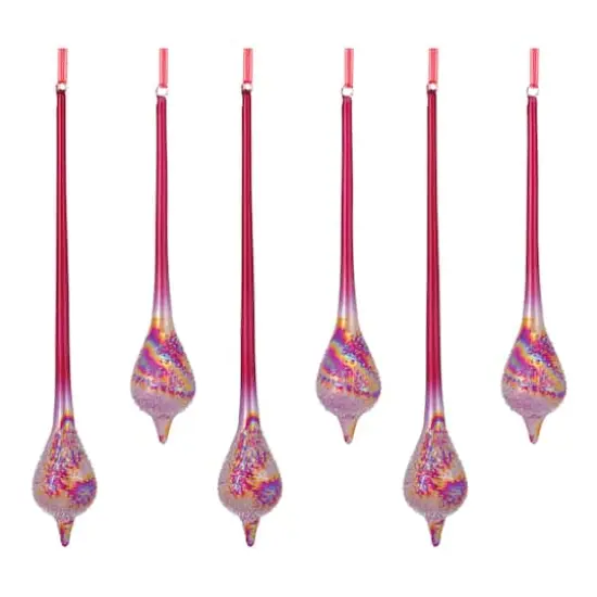 12ct. Assorted Iridescent Glass Drop Ornament Set {6}