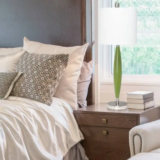 Lalia Home 27" Stylus Table Lamp with White Fabric Shade Green {5}