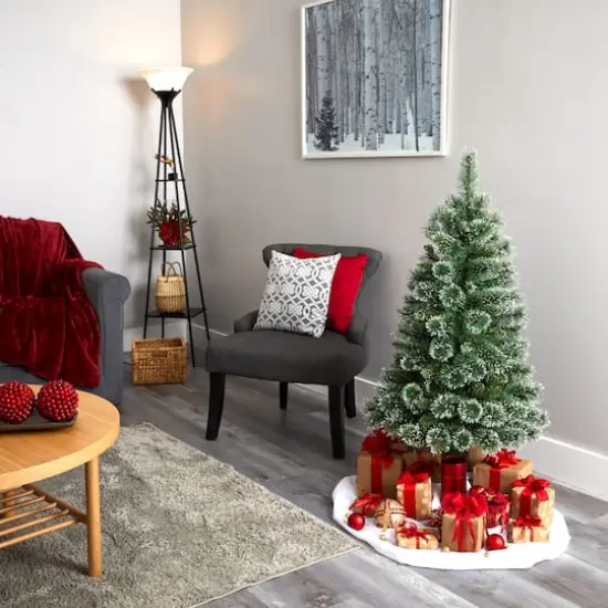 4ft. Pre-Lit Wisconsin Slim Snow Tip Pine Artificial Christmas Tree with Clear LED Lights {8}