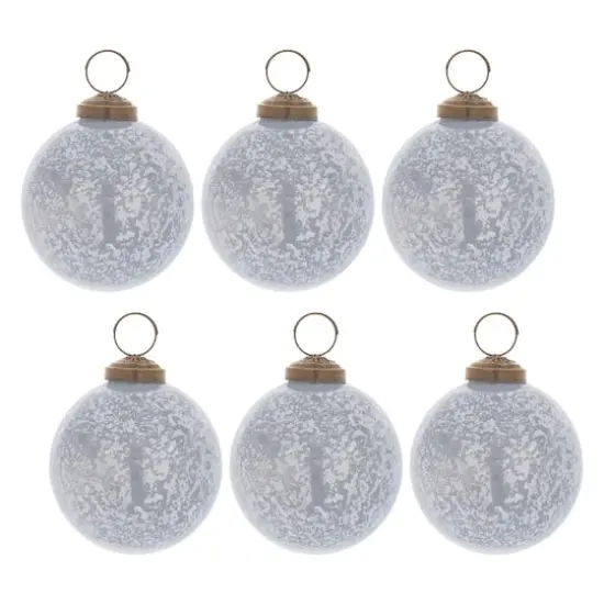 3" Slate Blue Soda Lime Glass Ball Ornaments, 6ct. {1}