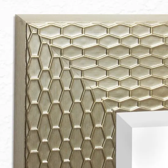 Head West 31.5" Silver Honeycomb Embossed Framed Beveled Wall Mirror {4}