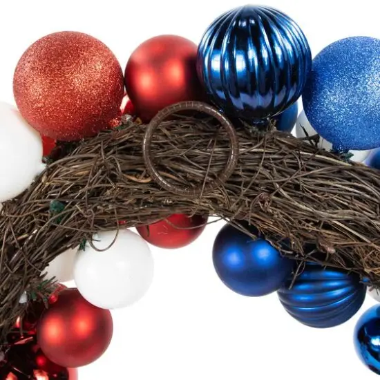 22" Red, white & Blue Glittered Patriotic Ornament Wreath {7}