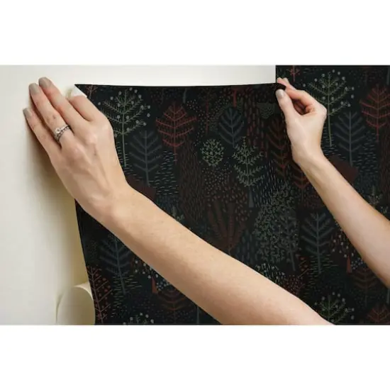 RoomMates Folklore Trees Peel & Stick Wallpaper Black/Green {11}
