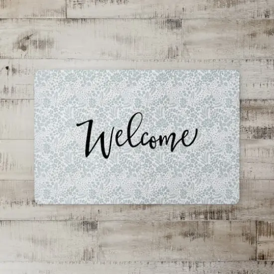 Welcome Dainty Floral Floor Mat Blue {3}