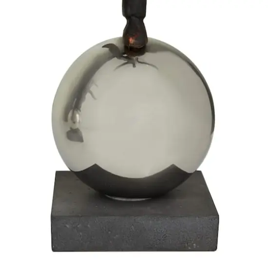 Bronze Polystone People Sculpture with Silver Ball Stands Set {5}