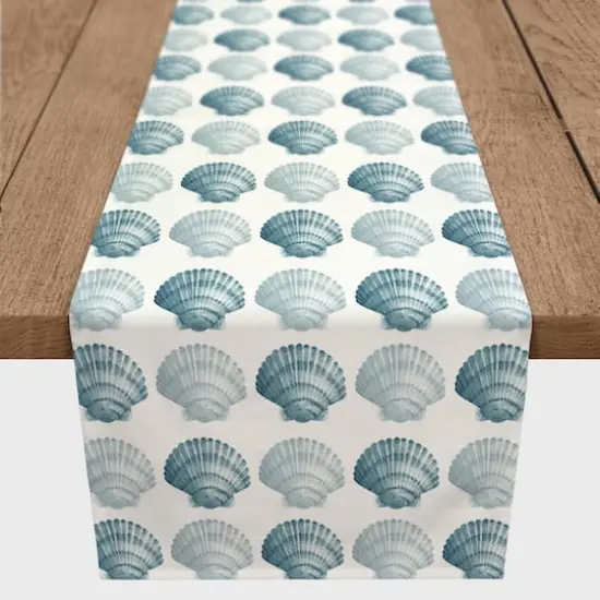 Blue Seashells Twill Table Runner {1}