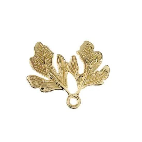 John Bead Beadwork Findings Gold Two Leaves Pendant, 6ct. {1}