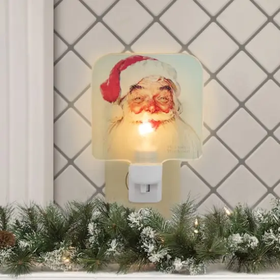 6" Norman Rockwell 'Santa Claus' Glass Christmas Night Light {3}