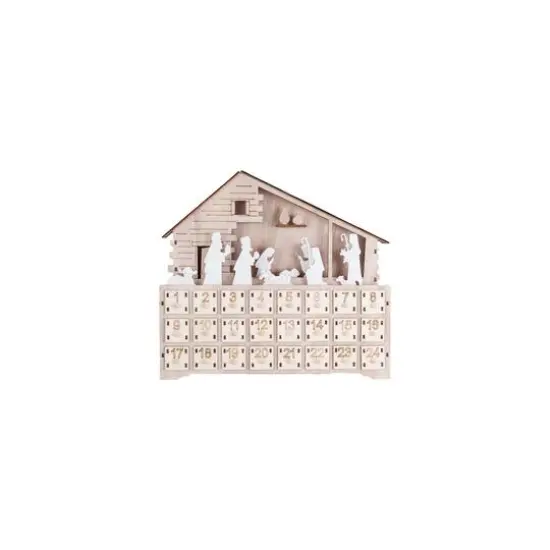 Hello Honey&reg; 13.5" Wood Laser-Cut Nativity Advent Calendar with LED Light & Drawers {1}