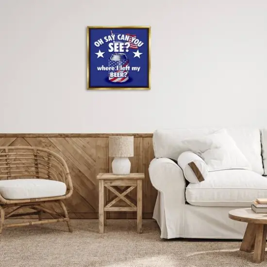 Stupell Industries Funny Patriotic Beer Floater Framed Art Gold {3}