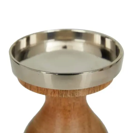 Silver Wood Candle Holder Set {5}