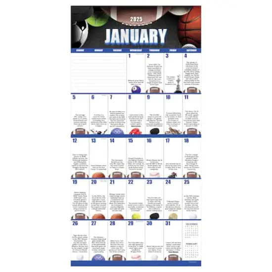 TF Publishing 2025 Sports Facts & Trivia Wall Calendar {5}