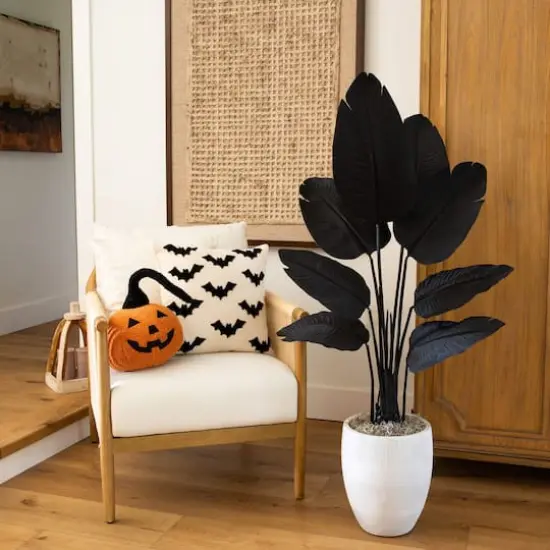 4ft. Artificial Halloween Black Travelers Palm Tree {7}