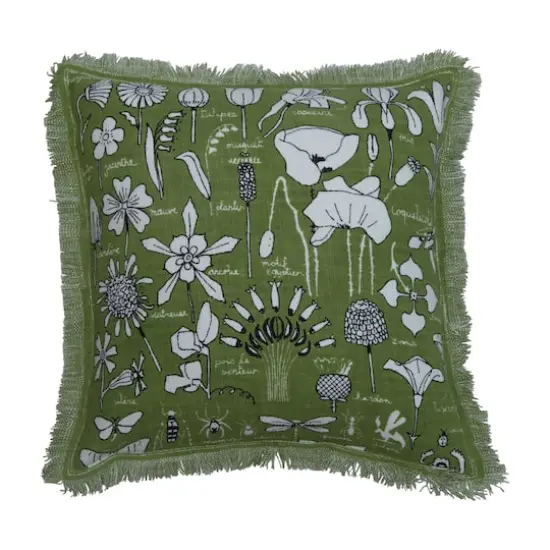 Garden Studies Embroidered Square Throw Pillow with Fringes {1}