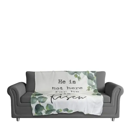 For He is Risen with Leaves Throw Blanket {3}