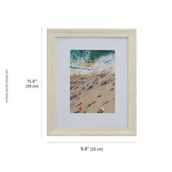 Melannco 4 Pack White Woodgrain 5" x 7" Wall Frames with Mat {4}